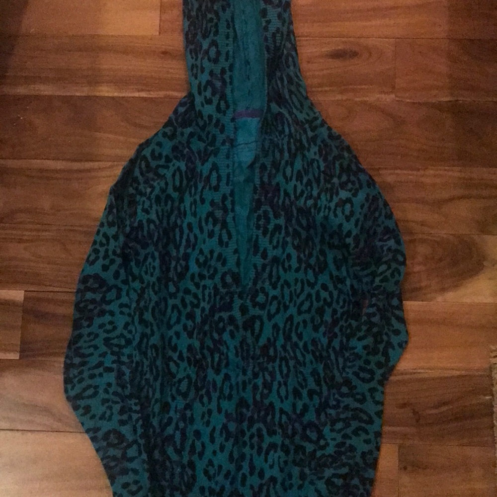 Bright blue leopard print sweater